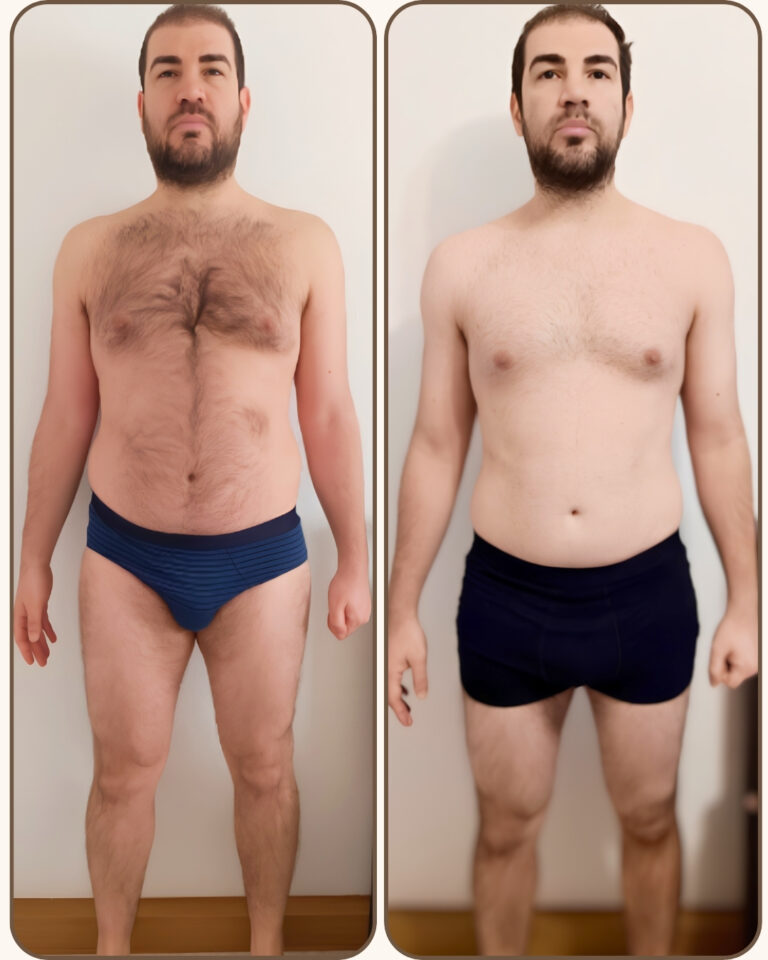 Gianvito ha perso 10 kg e 10 cm in vita in 6 mesi di personal training online. Le sue analisi dopo 3 mesi di allenamento erano perfettamente nel range di salute come consigliato dal suo medico.